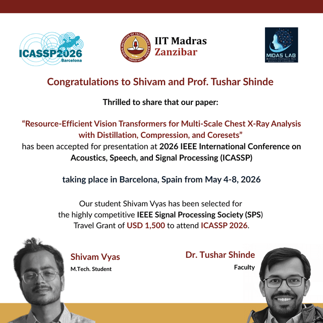 Award poster for Shivam Vyas (M.Tech student)